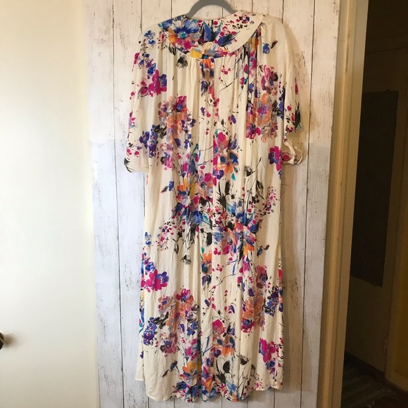 Umgee Women's Kimono Boho Watercolor Pink Floral Open-Front Duster Cardigan | S - Picture 7 of 12